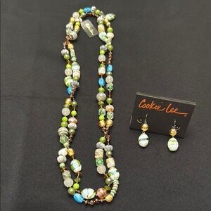 Cookie Lee Blue and Green Double-Strand Necklace